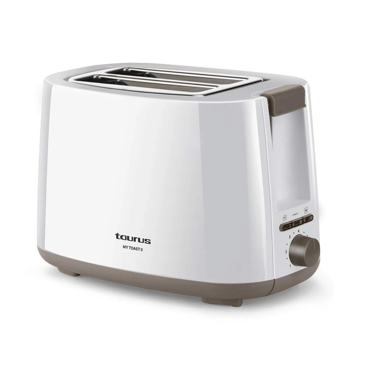 Taurus Mytoast II-Tostadora de Pan de Dos Ranuras con función de cancelar, recalentar y descongelar, 7 Niveles de Tostado y Sistema Auto-Centrado