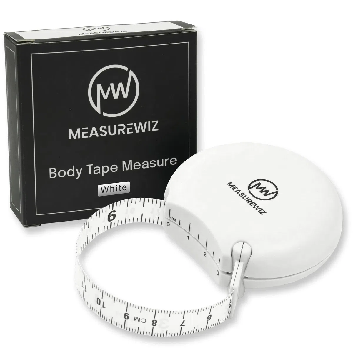 Cinta métrica corporal - Mini herramienta de medición retráctil de 200 cm - Rastreador para pérdida de peso y medidas de grasa corporal - Kit de medición de cintura/brasier (blanco)