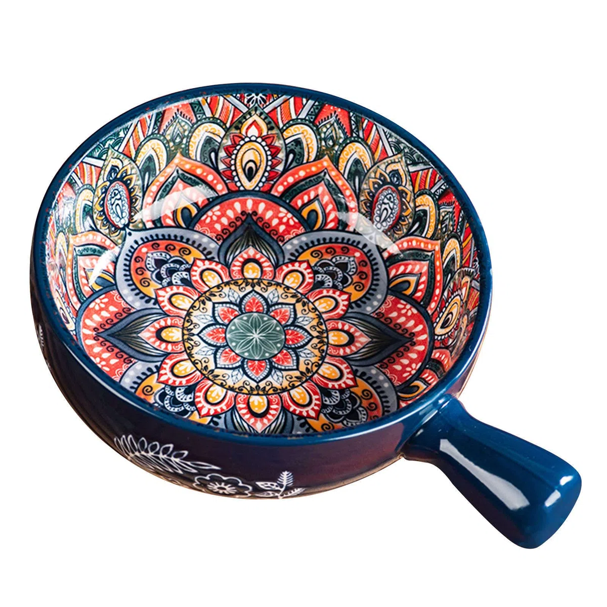 Cuencos de sopa, Cuenco de sopa de cerámica con asa 600ml, Cuenco de poca profundidad individual, Cuenco de ramen pequeño, Apto for microondas y horno-Naranja-20x15x5.5cm ( Color : Blu , Size : 20x15x