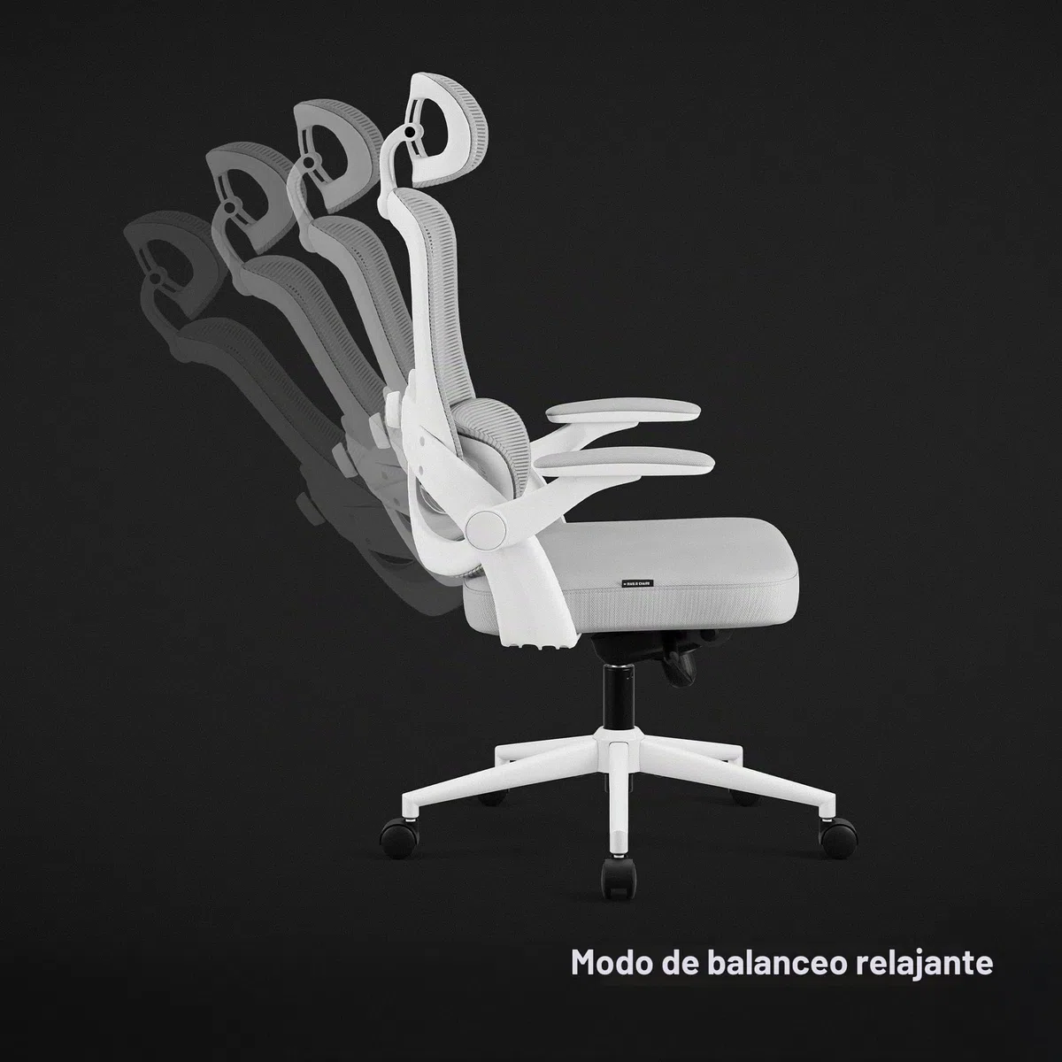 Diablo Silla de Oficina ergonómica V-Light, Silla ergonómica Profesional con Soporte Lumbar Activo, Respaldo de Malla, reposabrazos 3D, Gris