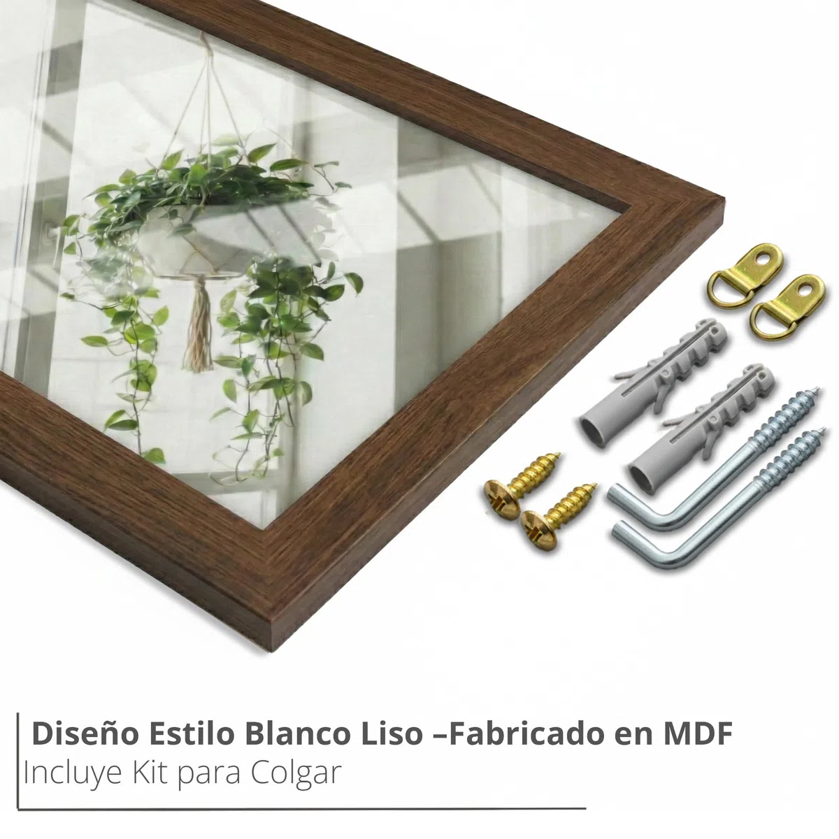 CHELY INTERMARKET MOD128 Espejo Pared Vertical Decorativo Grande Estilo Moderno Marco Madera Cuerpo Entero Elegante 35x140 cm Nogal Ideal Recibidor Dormitorio Baño Incluye Kit Montaje