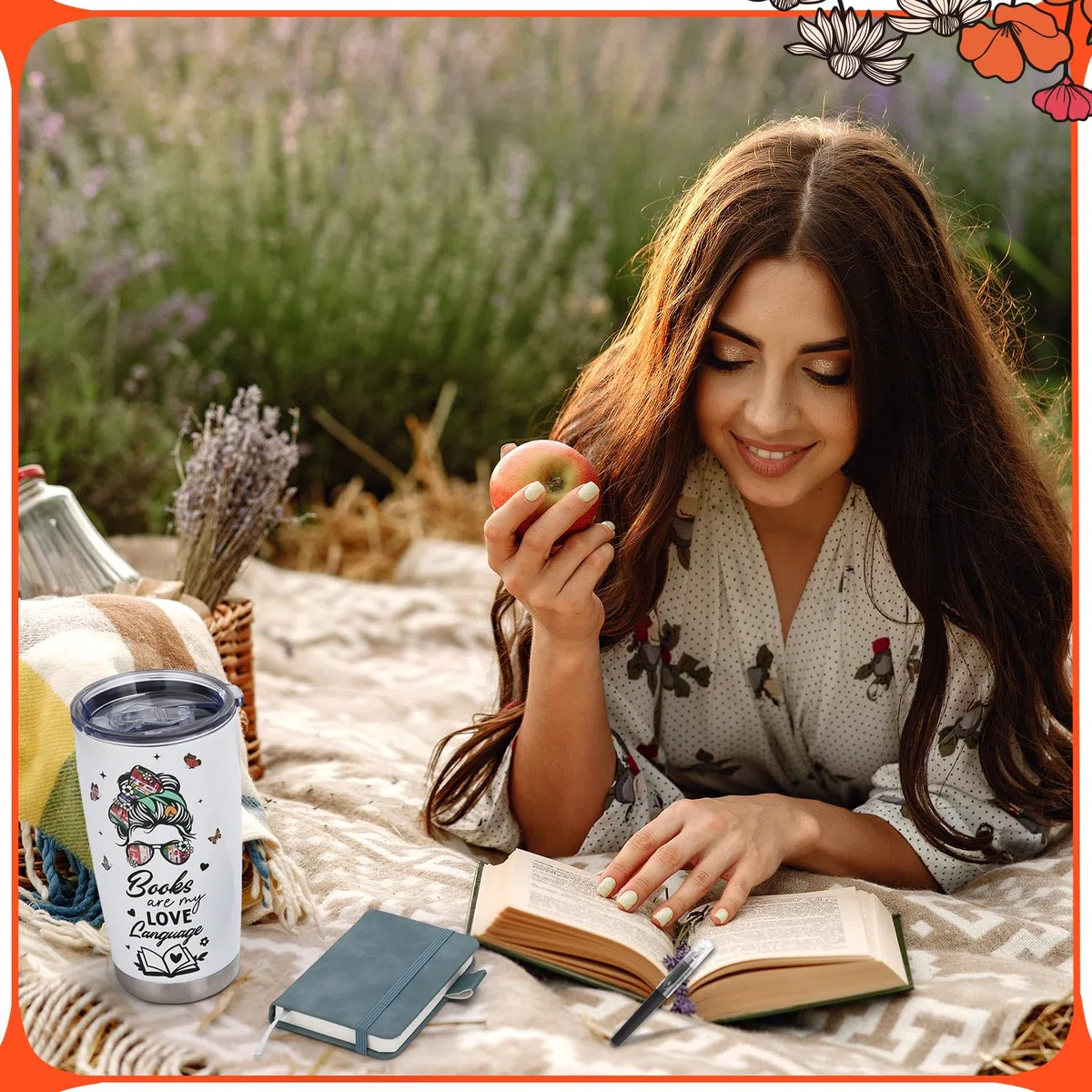 saerryor Set de Regalos para Amantes de los Libros para Mujeres, 6 PIEZAS Regalos para Amantes de los Libros Incluyen Vaso, Bolso de Lienzo, Calcetines, Bolígrafo, Cuaderno, Marcadores para Lectores