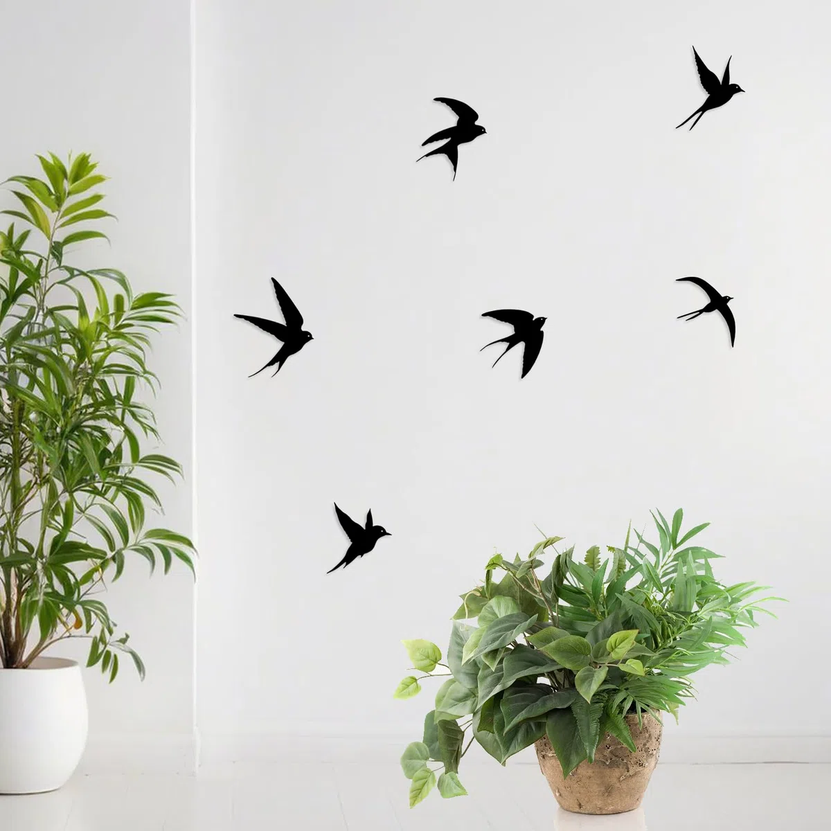 Pduoduo Decoración de pared de metal con pájaros,6pcs Decoración de pared metálica con pájaros negros,Escultura de pared con pájaros para el hogar Cocina Patio Sala de estar Baño Jardín