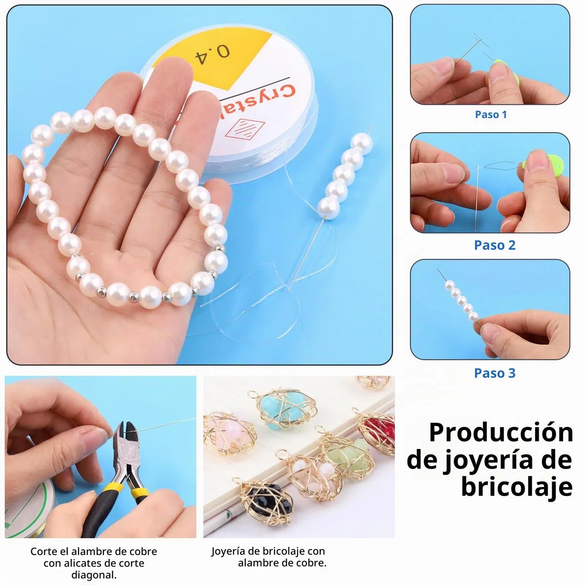 GLARKS Kit de 950 piezas para la creación de joyas con alicates, hilos para cuentas, accesorios y herramientas de medición