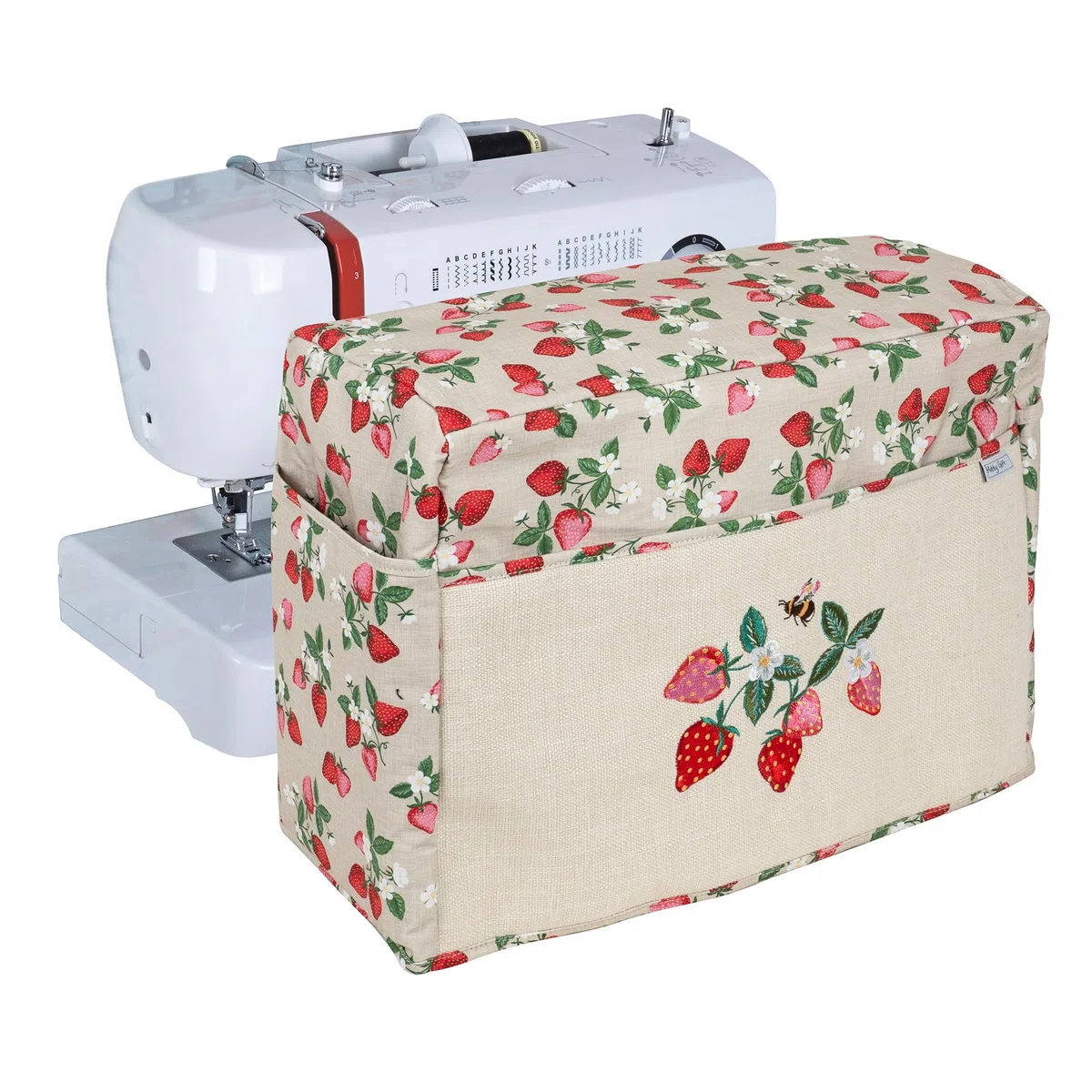 Hobby Gift Funda para Máquina de Coser con Bolsillos, Funda Protectora contra el Polvo con Compartimentos para Accesorios, Compatible con Máquinas Estándar, 33,5 x 44 x 21 cm, Fresas