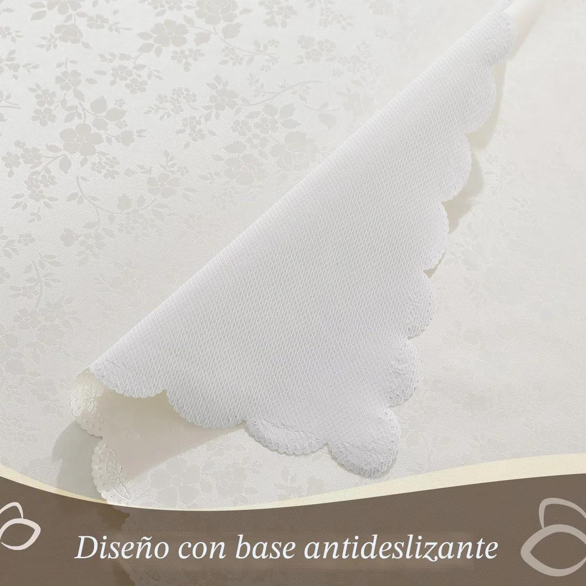 Romanstile mantel redondo grande de hule PVC blanco con flores, antimanchas, impermeable, resistente y fácil de limpiar, 160 cm, apto para mesa redonda grande de comedor, jardín, uso exterior y Pascua