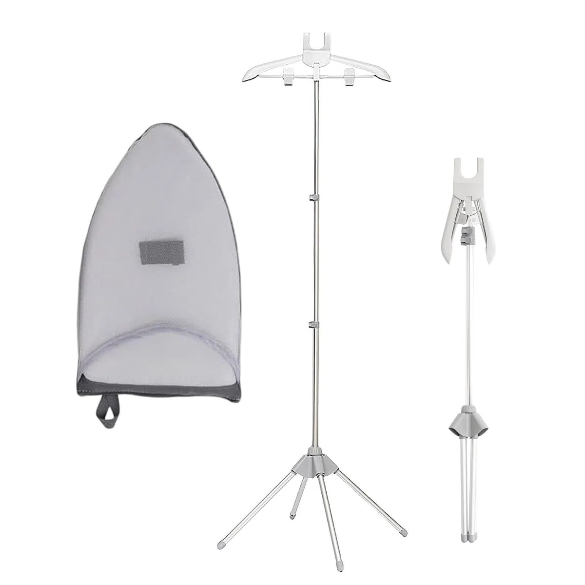 Soporte para plancha de vapor, colgador de pie para plancha de vapor con soporte, estructura de aleación de aluminio con ajuste de rotación y altura para planchar, secado en el hogar, hotel