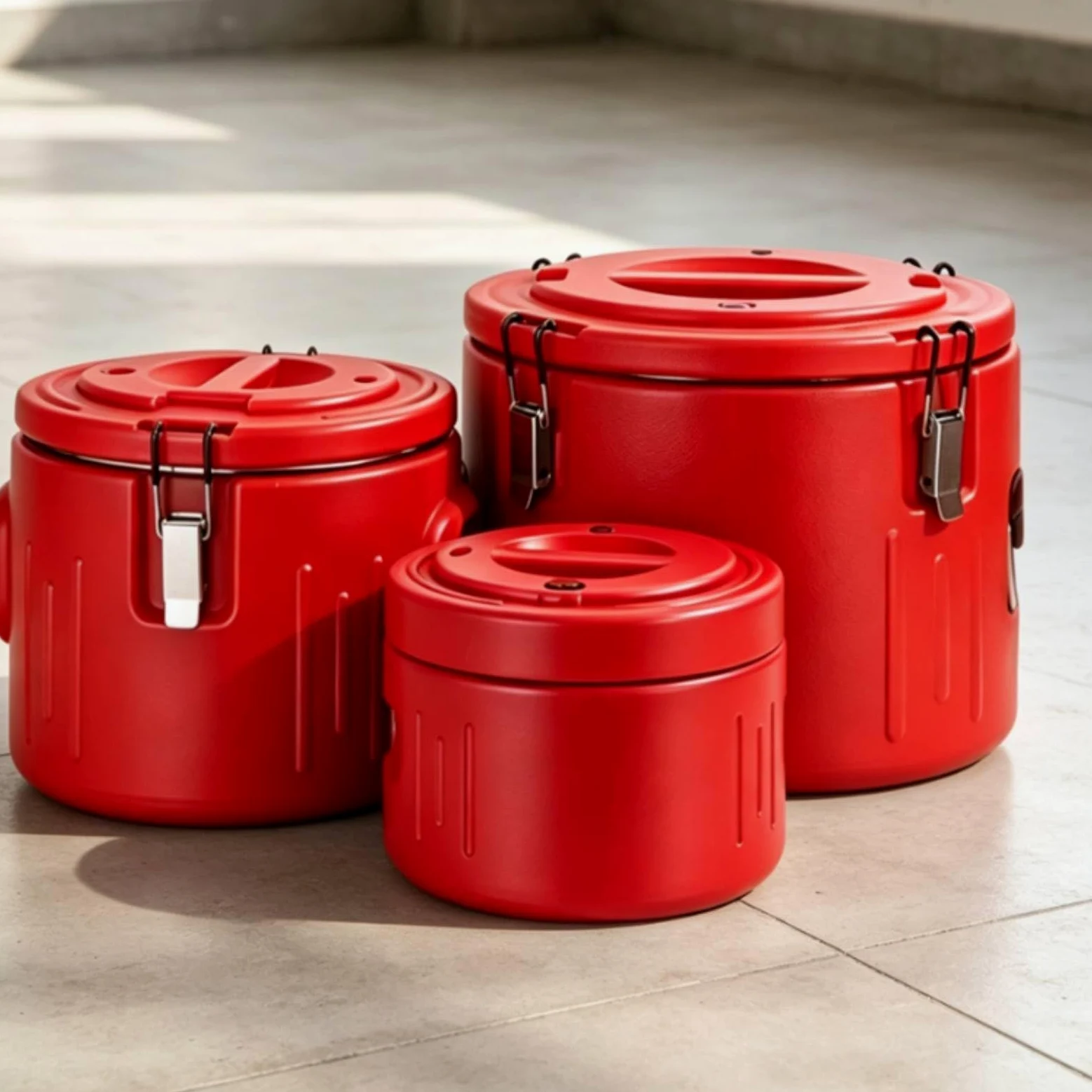 3 Piezas Cubeta Térmica Recipientes de Almacenaje Barril Isotérmico Aislante con Asa Ergonómica Adecuado para Almacenar Sopa Bebida Comida, Verde, Verde, Juego De 3 Piezas 5L/10L/30L