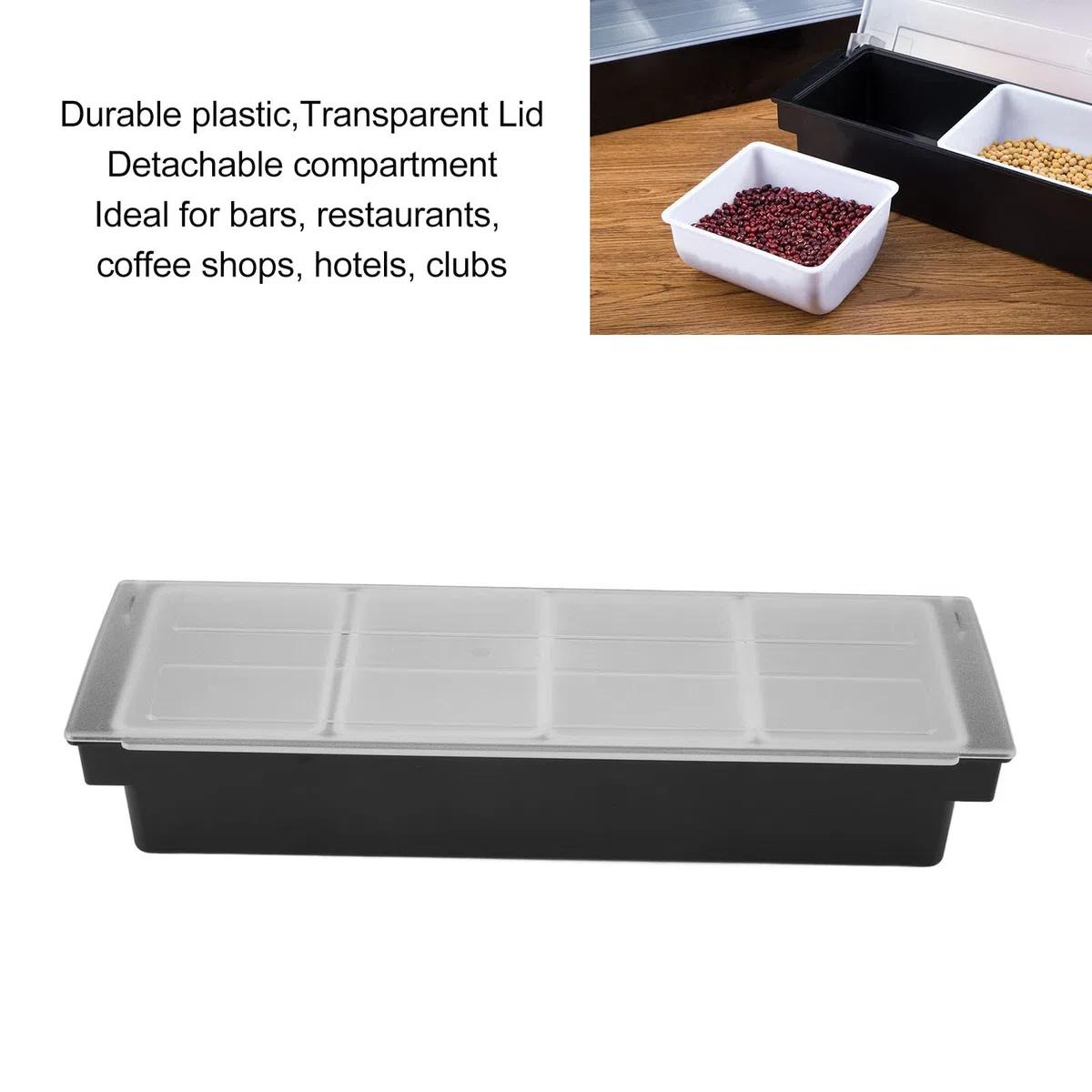 Haofy Organizador de Carrito de Condimentos, Carrito de Servidor de Condimentos, Carrito de Guarnición de Bar, Carrito de Frutas con Tapa para Bar, Restaurantes, Fiestas, Camping(4 Compartimentos)