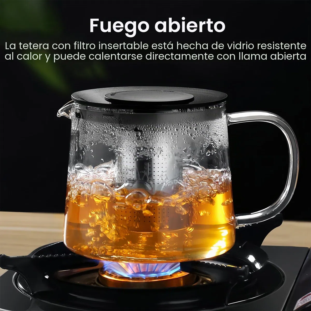 Tetera De Cristal Con Filtro 1500 ML, Tetera De Vidrio, tetera Cristal, Etera De Vidrio Con Filtro, Teteras De cristal De Borosilicato Para Estufa de vitrocerámica (21 X 15 X 13 cm)