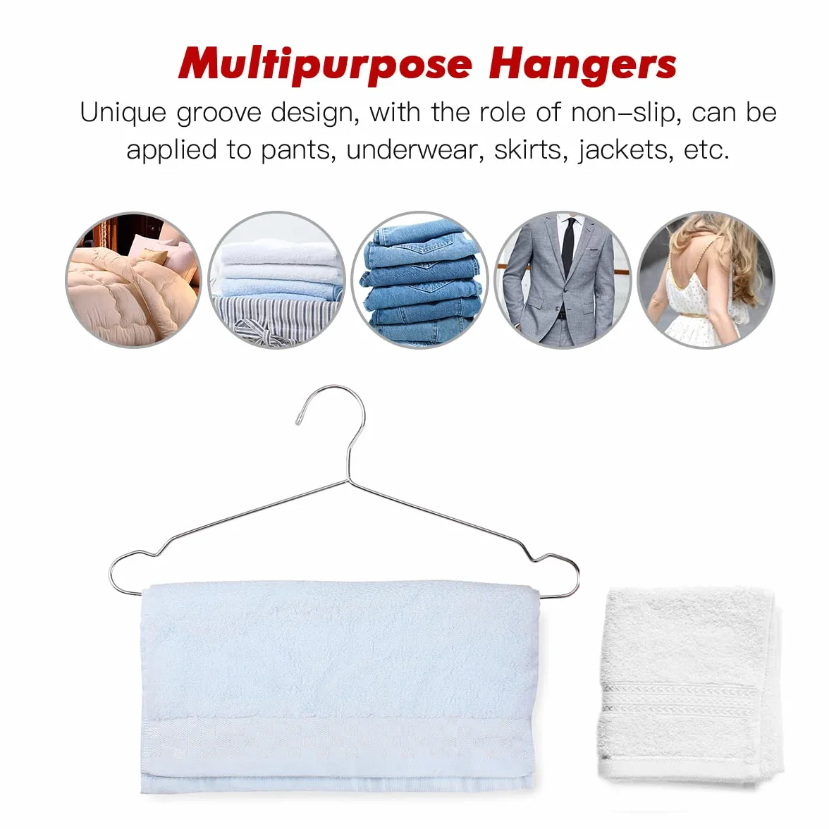puersit 50 Perchas Ropa Metal, 42cm Perchas de Acero Inoxidable Percha Organizadora de Ropa Alambre Metálico Resistentes Metalicas