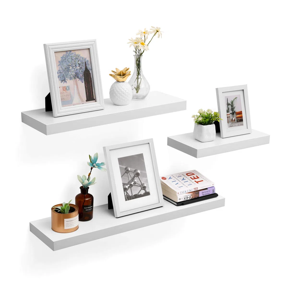 VASAGLE Estante de Pared, Estante Flotante, 20 x 80 x 3,8 cm, Balda de Pared para Marcos de Fotos, Decoración, para Salón, Estudio, Cocina, Blanco Clásico LWS28WT