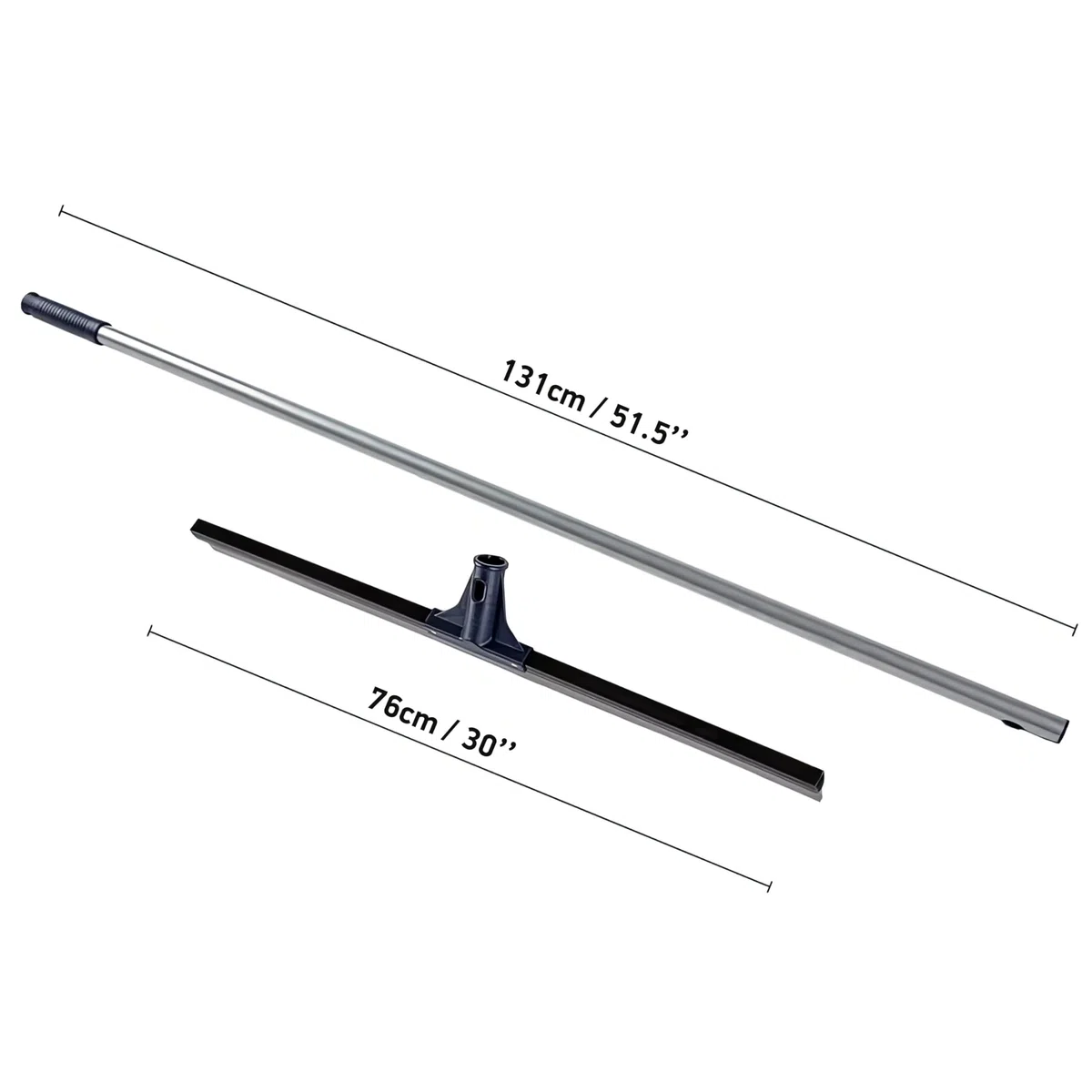 DSV - Rasqueta limpiacristales para suelos (75 cm, mango de acero de 51 cm, ideal para lavar y secar el vidrio de la ducha, garaje, parabrisas/ventana