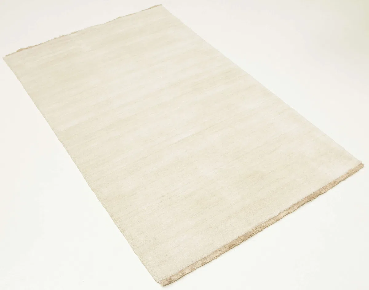 RugVista Handloom Fringes Alfombra, 100 x 160 cm, Ivory | Modernas, Rectangular, Pelo medio, Limpieza en seco, Sala de estar, Comedor, Dormitorio