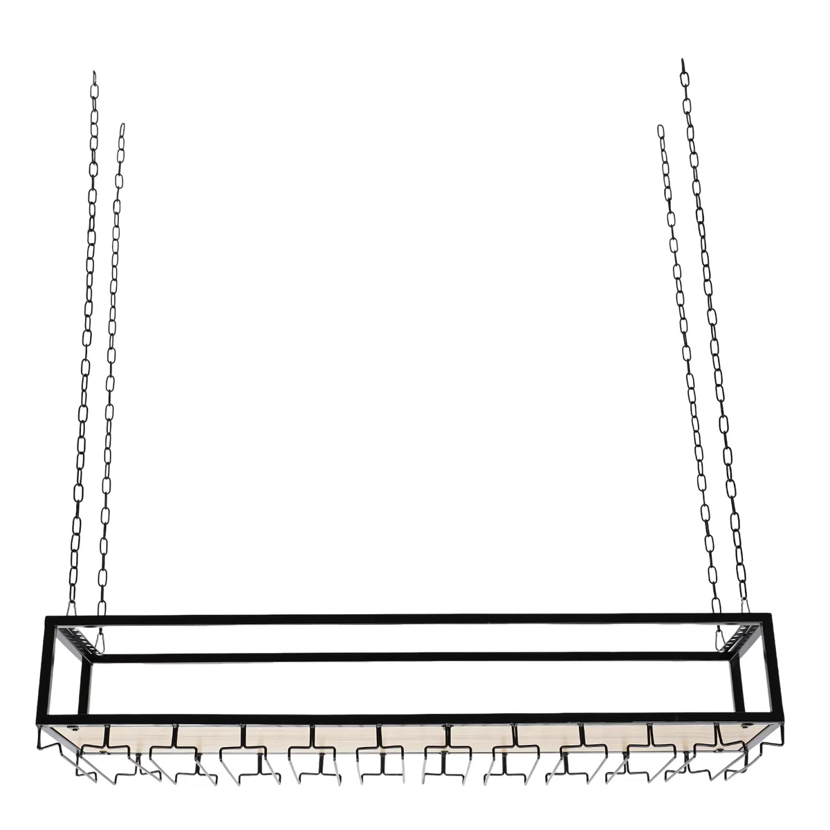 Estante colgante negro para copas de vino, soporte de techo con soporte de cristal, soporte ajustable para botellas de vino industrial, para enfriadores de vino privados, cocinas, hoteles,