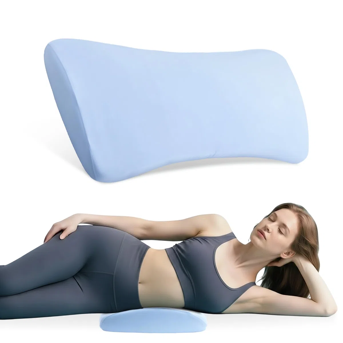 Almohada de Apoyo Lumbar para Dormir, Almohada Lumbar de Espuma viscoelástica, Cojin Lumbar para Cama y Silla, Almohada Lumbar Ergonómico, Apoyo Ortopédico para la Cintura la Espalda