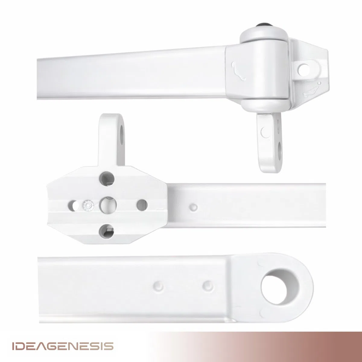 Kit de Brazos para Toldo de Balcón de 50 centimetros Blanco con Sujeción a Barandilla Muelle Retráctil Pletinas Tornillos Sistema Universal (Blanco, 50 cm)