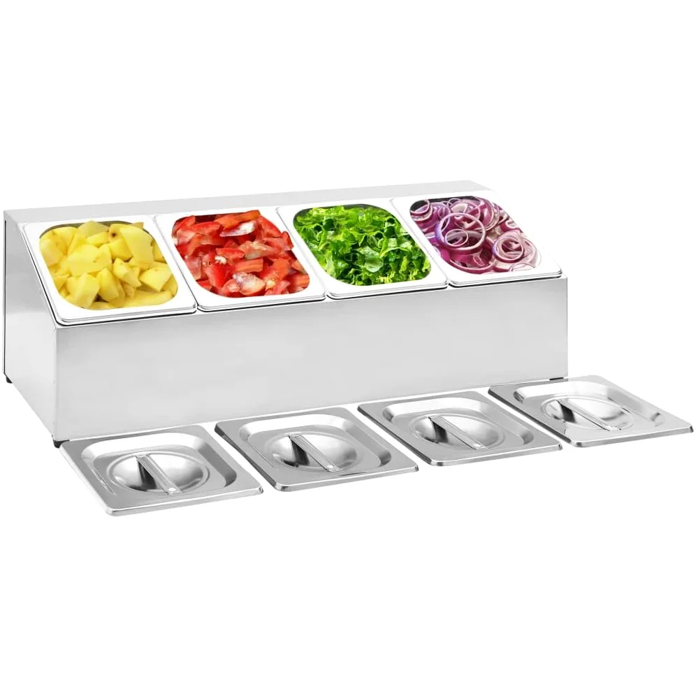 Gastronorm - Contenedor con 4 sartenes GN 1/6 de acero inoxidable