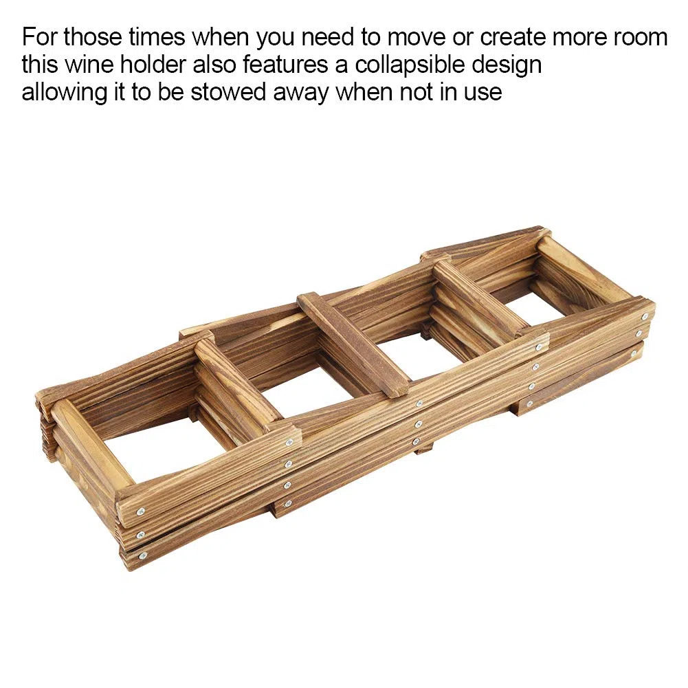 Botellero Plegable de Madera para 10 Botellas de Vino y Cerveza, Soporte Decorativo para Bar