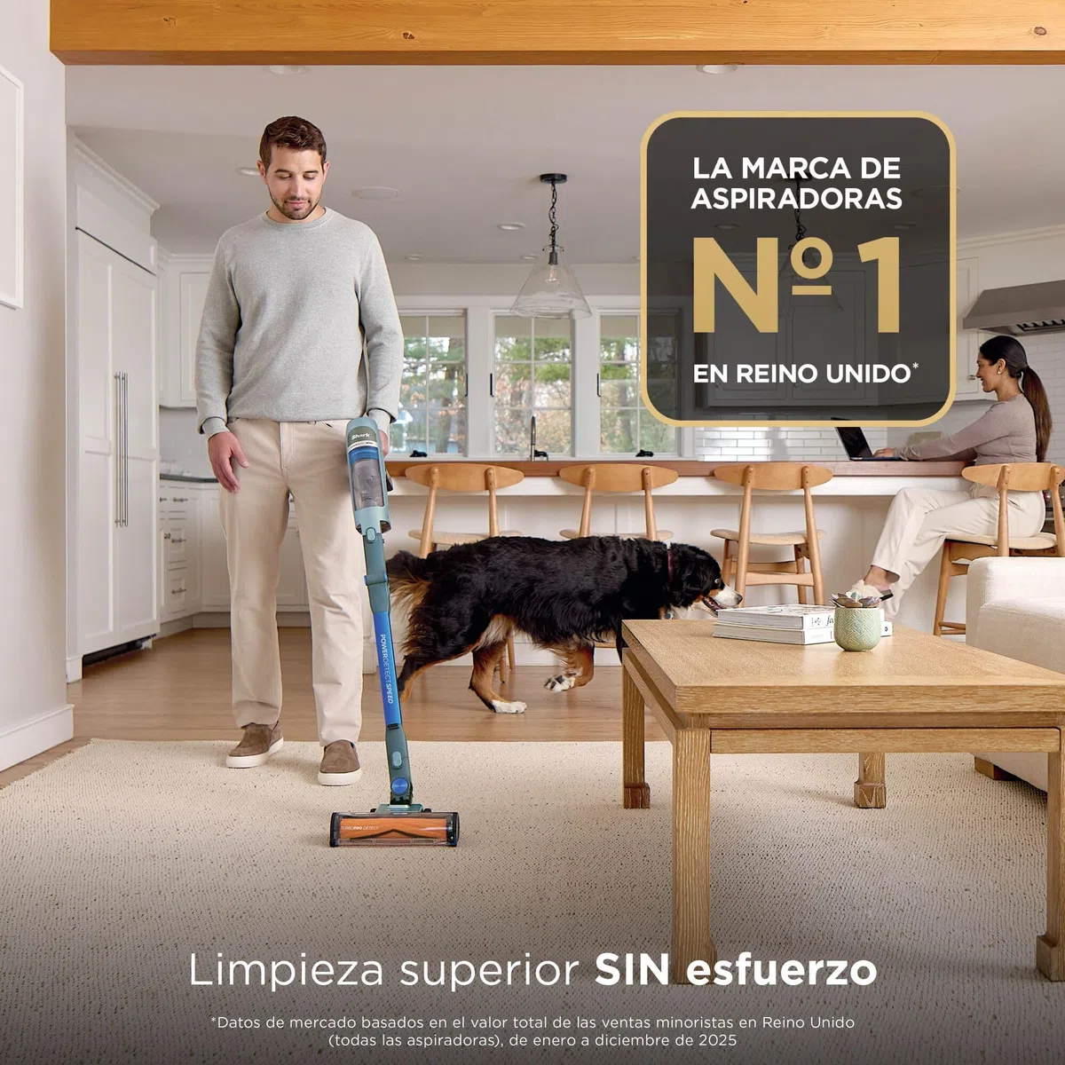 Shark PowerDetect Speed, Aspiradora sin Cable, Salvia Escarchada, IA1243EU | Reverse Clean, Filtro HEPA Antialérgeno, 60 Minutos de Autonomía, Accesorio de Montaje en Pared y Boquilla Estrecha