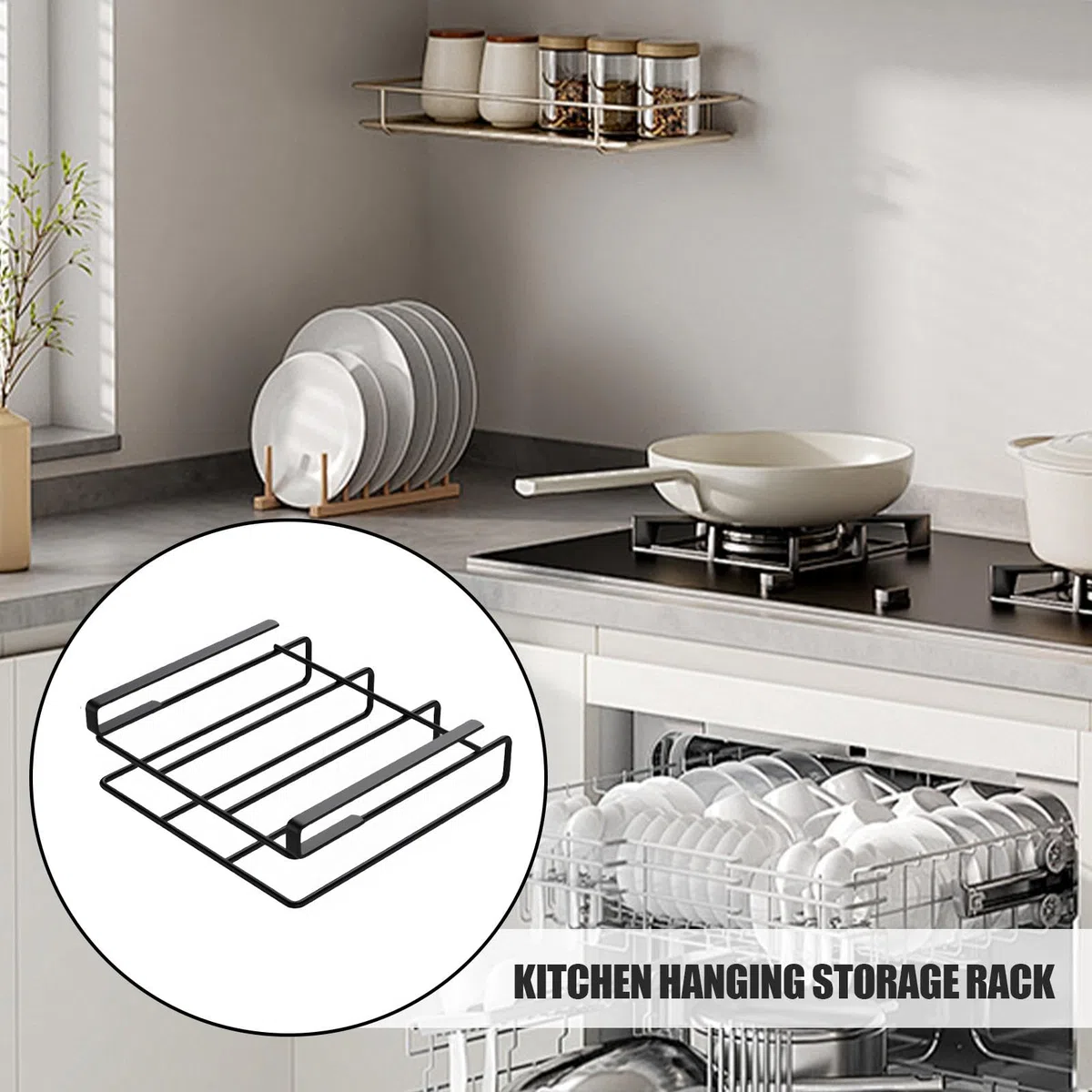 Organizador de tablas de cortar, soporte para tablas de cortar para debajo del armario, estante de almacenamiento para bandejas de horno, durabilidad y estabilidad bajo el estante para tablas de