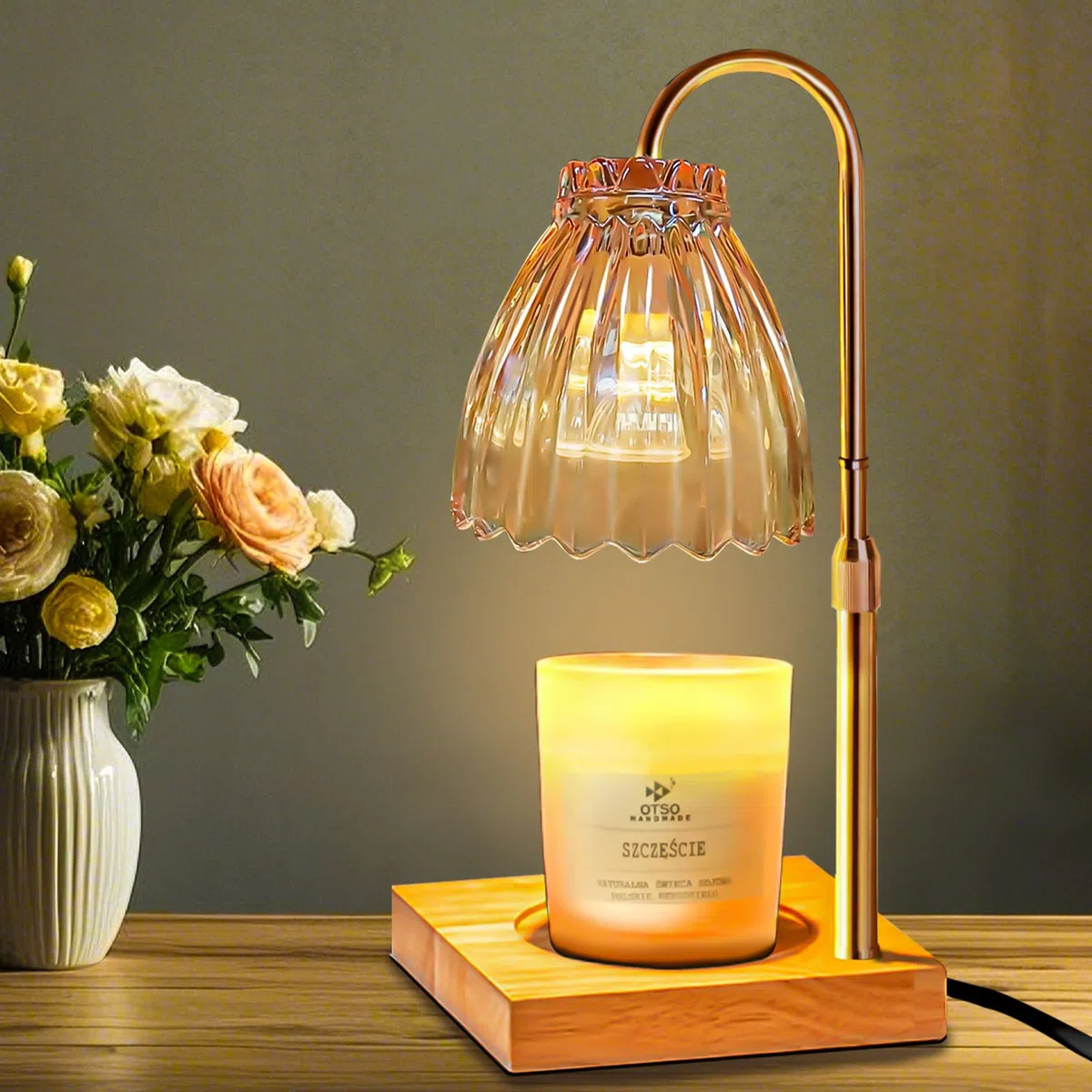 Lámpara calentadora de velas con temporizador de atenuación, altura ajustable, lámpara de calentador para vela perfumada con 2 bombillas de 35 W, regalos del día de San Valentín, regalo de