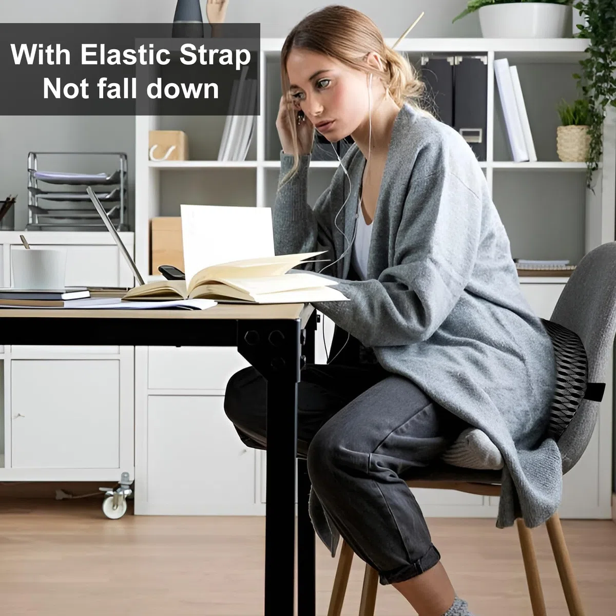 Almohada ergonómica de apoyo lumbar, cojín de respaldo de espuma viscoelástica de alta calidad para silla de oficina, coche y juegos, diseño ortopédico para aliviar el dolor de espalda baja, cubierta