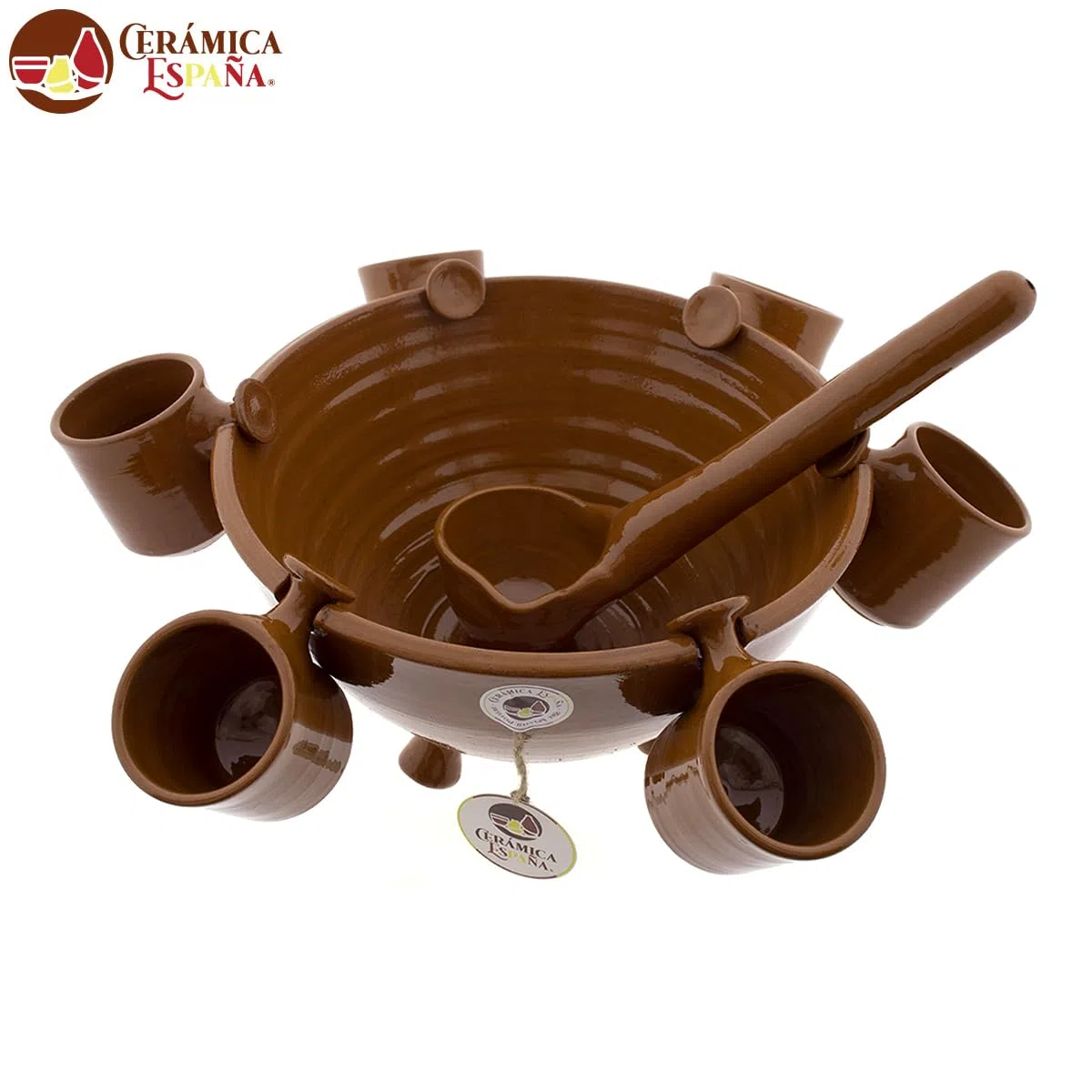 CERÁMICA ESPAÑA | Queimada | Queimada Gallega | A Queimada | Pote Queimada | Conjunto Queimada - Modelo M01 | 6 personas | 100% Hecho a mano | 40x40x25 cm | 3 litros