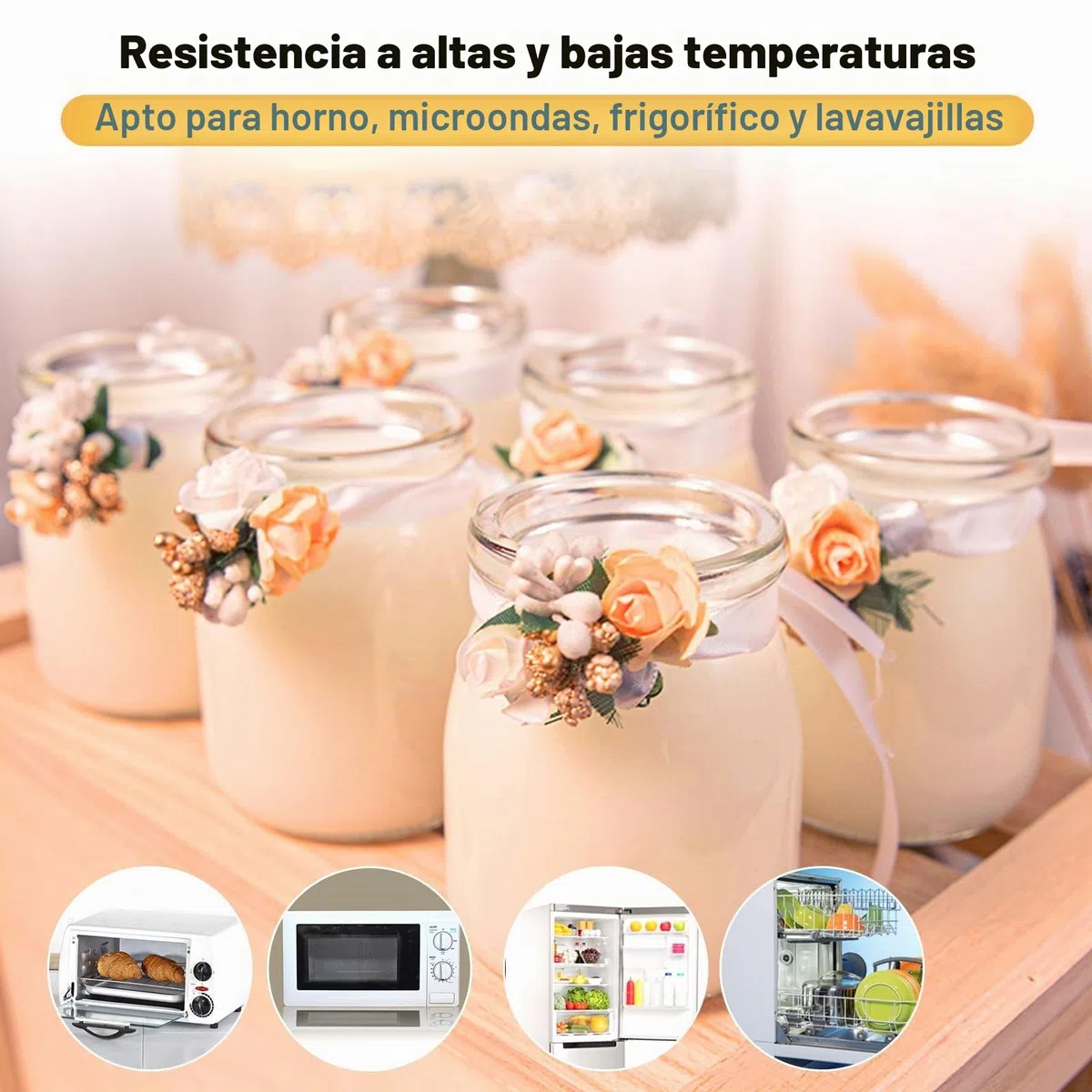 20 tarros de yogur de 100 ml con tapa negra, frascos pequeños de cristal, mini botellas de cristal para mermelada, miel, gelatina, mousse, especia