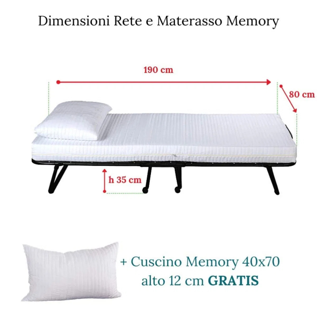 EVERGREENWEB - Cama Plegable 80x190 con Colchón Individual Viscoelástico 10 cm Alto, Funda Desenfundable, Somier de Lamas de Madera, Cama de Emergencia para huéspedes Ahorra Espacio + Almohada Gratis