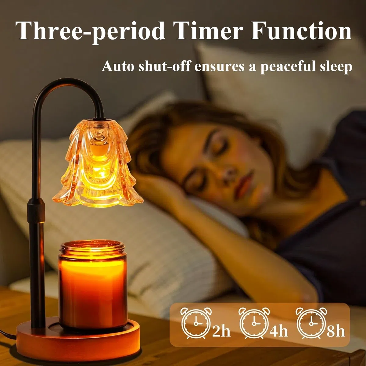 Lámpara Calentadora de Velas con Temporizador y Atenuador, Lámpara Calienta Velas Altura Ajustable, Candle Warmer Lamp Eléctrico con 2 Bombillas para Hogar Decoración (B)
