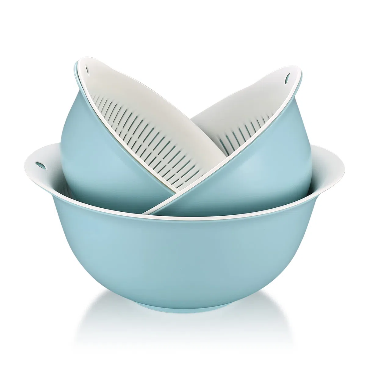 3 Piezas Coladores de Cocina Plastico, 2 en 1 Cesta de Drenaje Multifuncional, Coladores de Alimentos para Escurrir Pasta, Frutas, Verduras