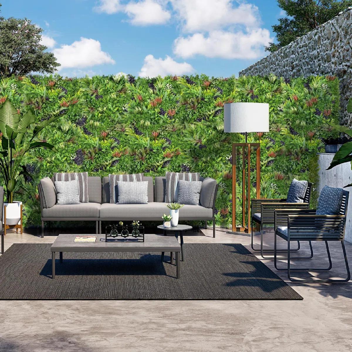 BONERVA | Jardín Vertical Artificial Amazonas | Pack 3 Piezas 100x100 Cm (3m²) | Planta Artificial Decorativa para hogar, Oficina, Hotel, Restaurante, etc. | MAL1218