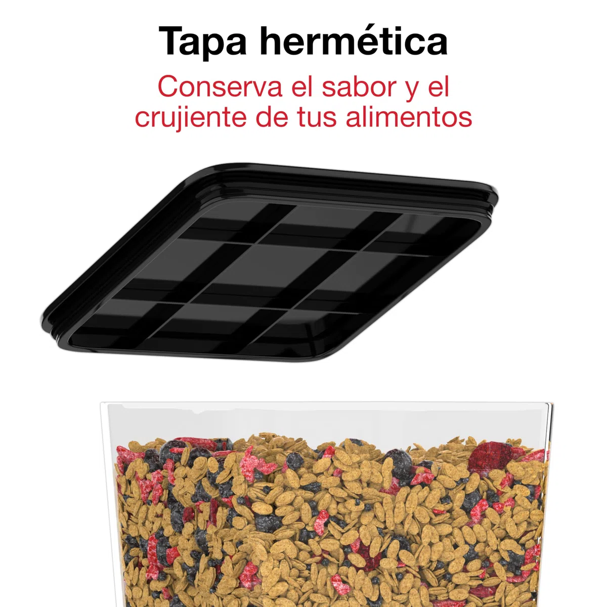 Dispensador de Cereales y Croquetas - Capacidad 5 L - Para Muesli, Pasta y Alimentos Secos - Dispensador de Croquetas para Perros y Gatos - Cocina, Desayuno - Negro - CR501