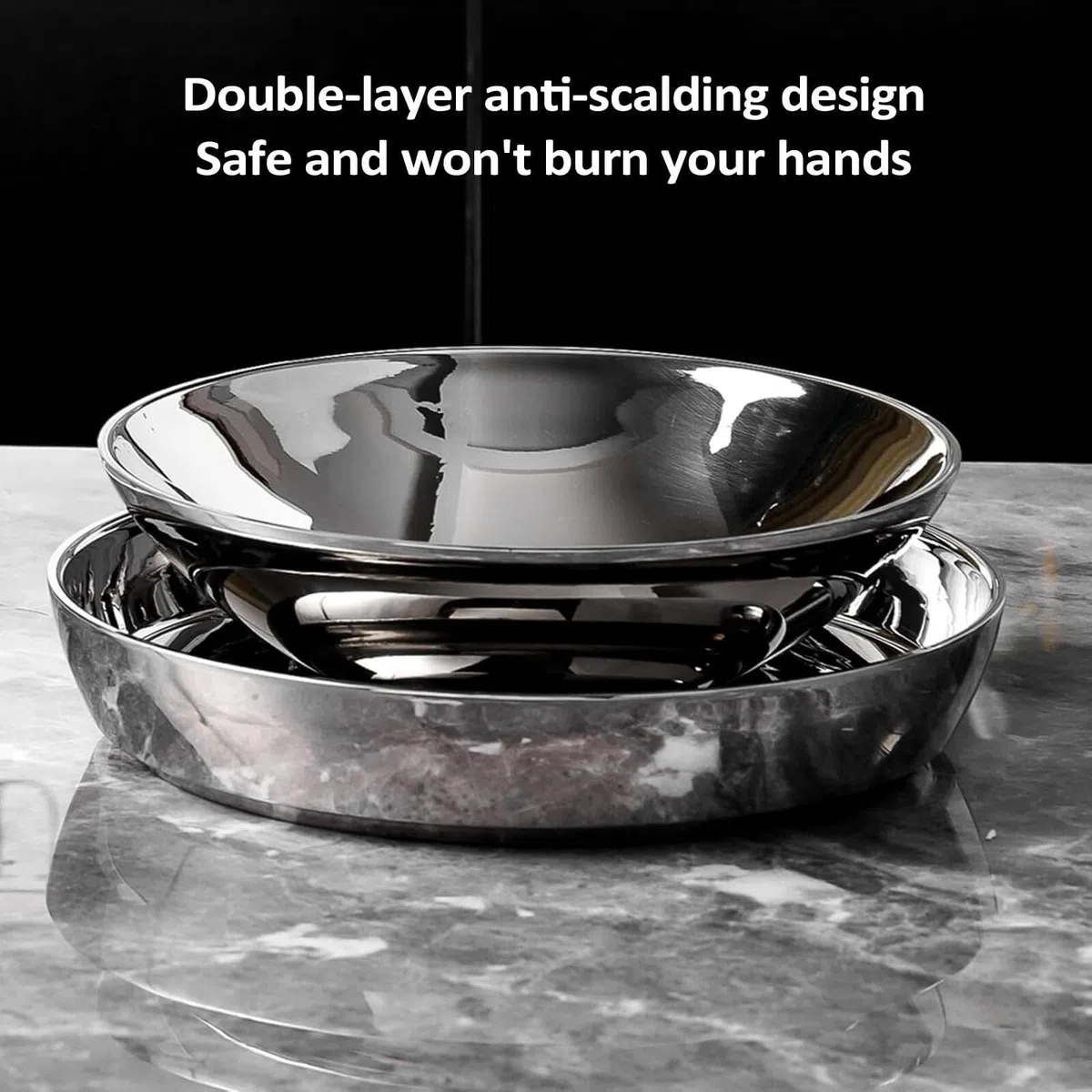 Juego de platos y cuencos de acero inoxidable de 7 piezas, bandeja esférica de doble capa aislada dividida, para el hogar, cocina, restaurante, comedor comercial