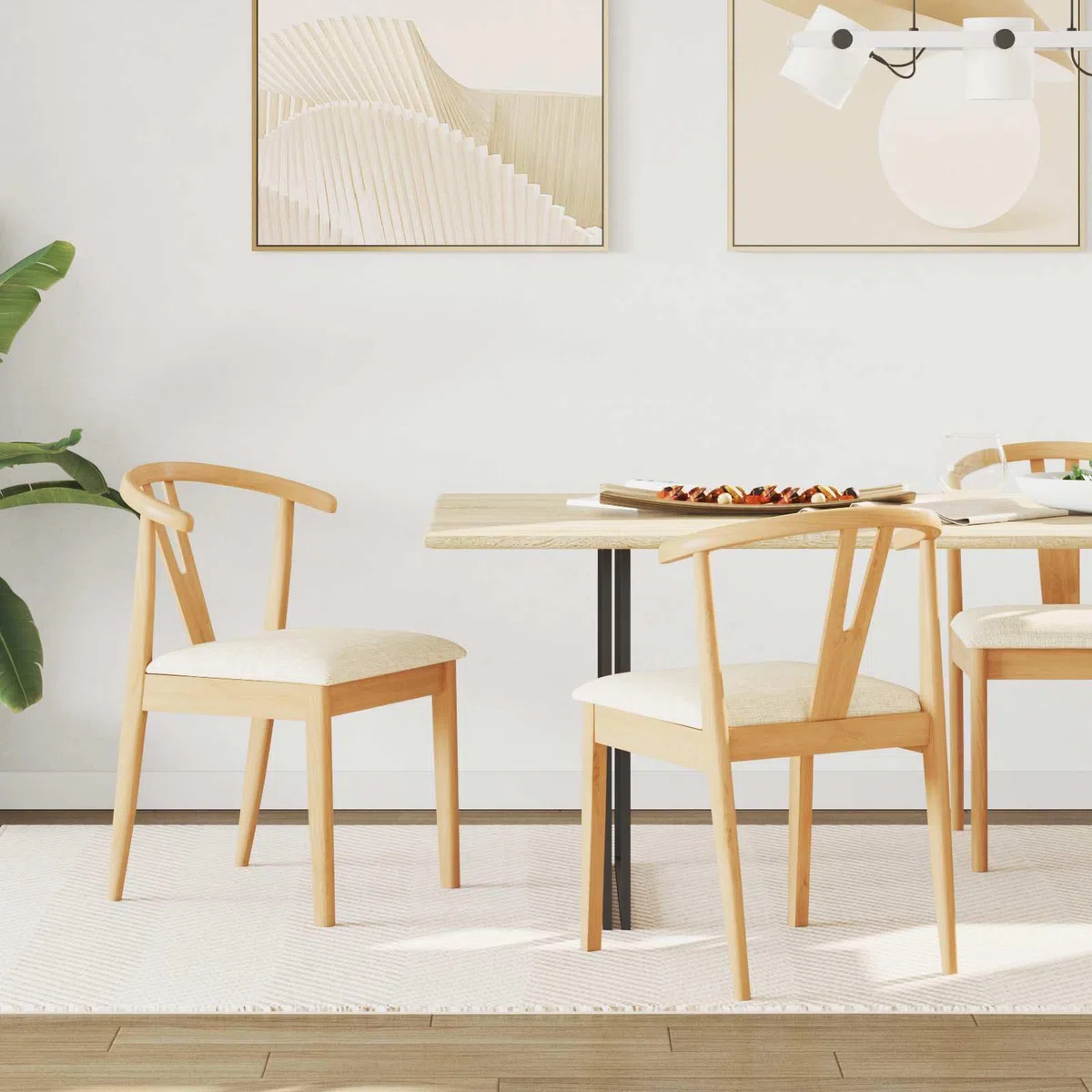 Juego de 2 sillas de comedor vintage de madera maciza de caucho con superficie lacada, estilo clásico con cómodos cojines para el comedor, la cocina y la oficina en casa