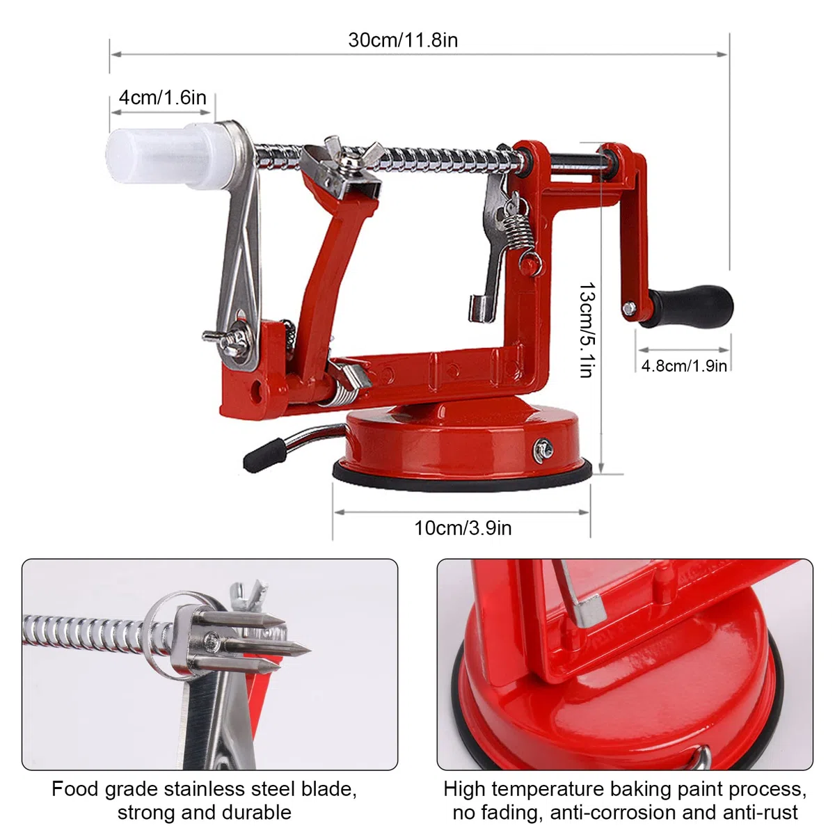 Kyaoayo - Pelador de manzana, pelador manual multifunción de acero inoxidable, peladores de frutas y verduras de 3 en 1, apto para cocinas de manzana, patata, verduras y frutas. osj0019300