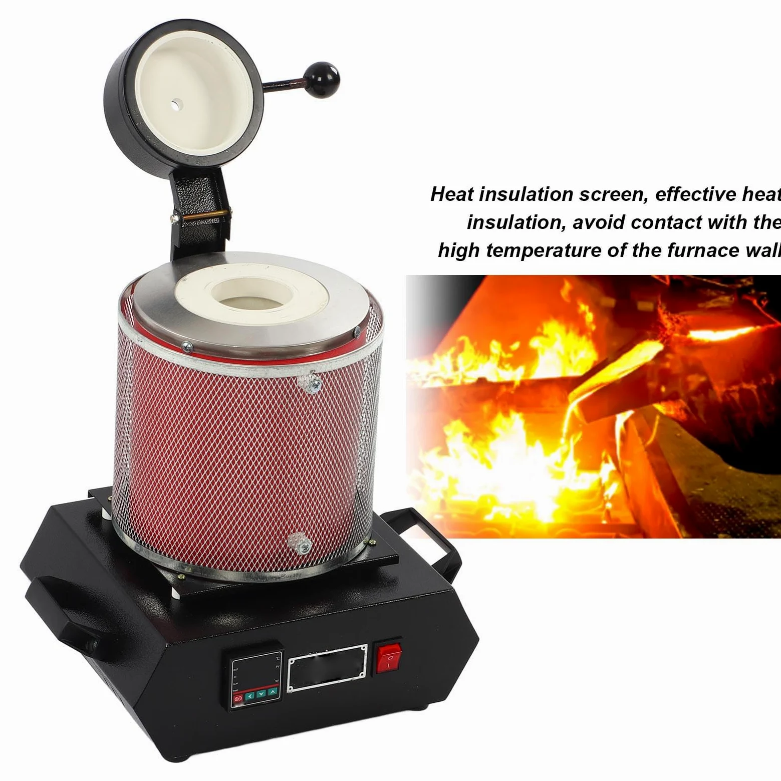 Horno de Fusión Eléctrico de 3kg para Joyería, Oro y Plata con Pantalla Aislante Térmica, Procesamiento de Metales de Fusión DIY (Enchufe europeo 220 V.)