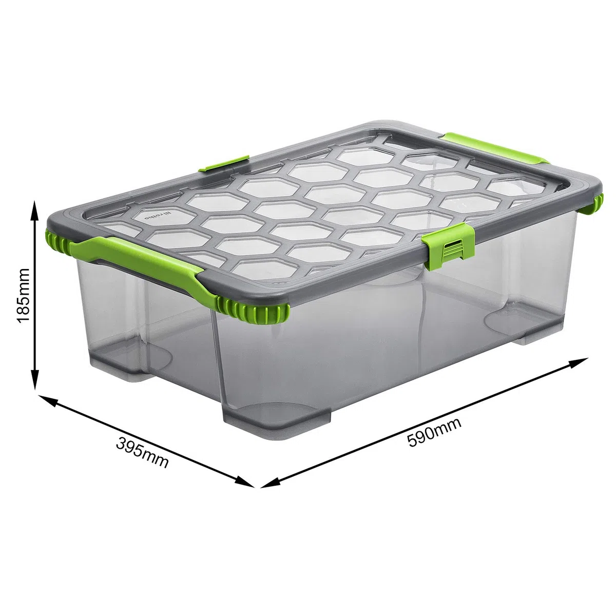 Rotho Evo Total Protection - Caja de Almacenamiento de 30 L con Tapa, Plástico (PP) sin BPA, Gris Antracita/Transparente, 30 L (59.0 x 39.5 x 18.5 cm)