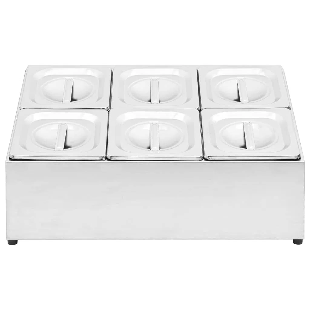 Gastronorm - Contenedor con 6 sartenes GN 1/6 de acero inoxidable