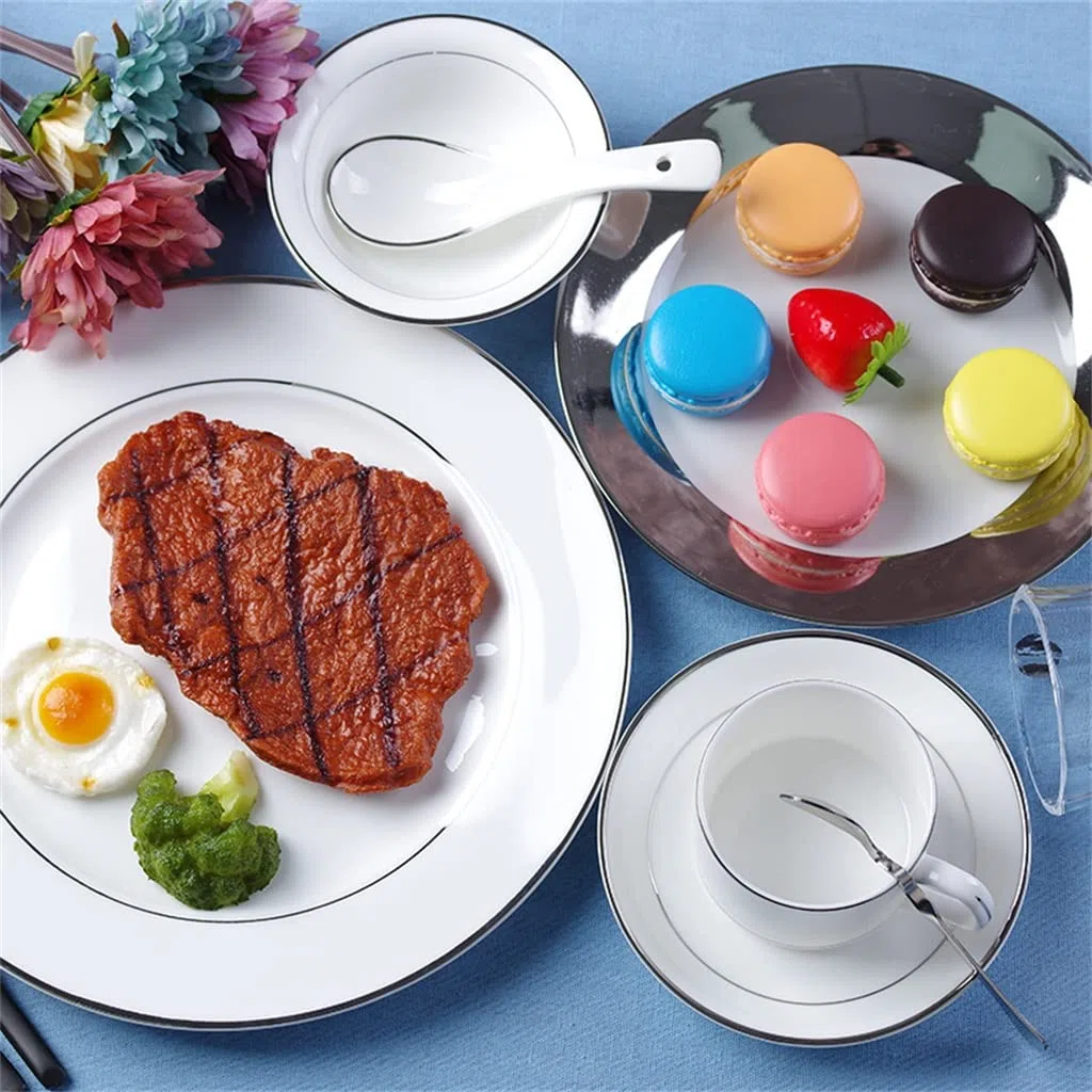 Cubiertos Utensilios de Cocina Platos Cuencos Restaurante Cuencos y cucharas Juego Bandeja/Azul/s