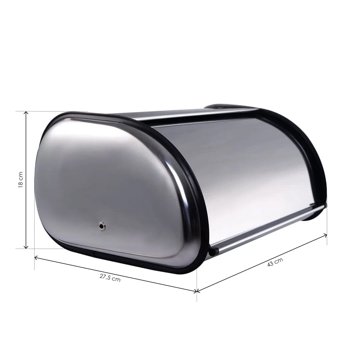 The Secret Home - Panera de Sobremesa con Puerta Corredera - Alto: 18 cm x Largo: 43 cm x Profundo: 27 cm - Panera en Acero para Encimera - Recipiente Apto para Guardar Pan, Bollos, Bizcochos