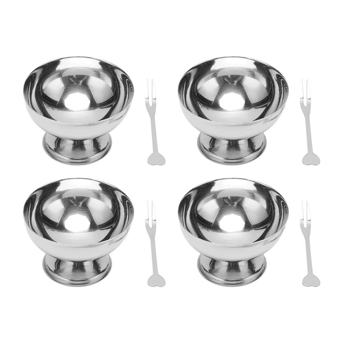 Cuenco para Helado ,Vaso de Metal para Helado ,Fondo Estable ,Alisador ,Acero Inoxidable ,Ahorro de Espacio ,4 Piezas para la Familia