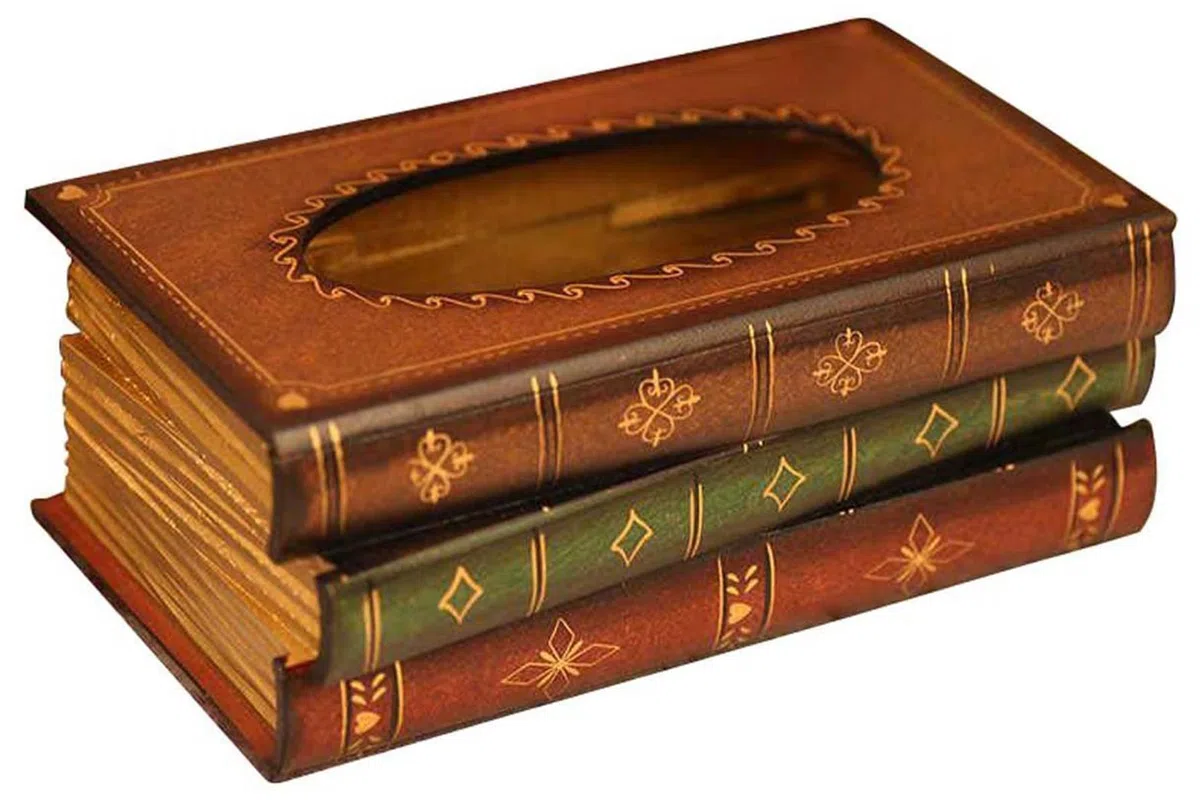 Tebery - Elegante dispensador de pañuelos de Madera Antigua para Libros, servilletero, Caja de pañuelos para casa, Oficina, Coche, 27 x 16,5 x 10 cm