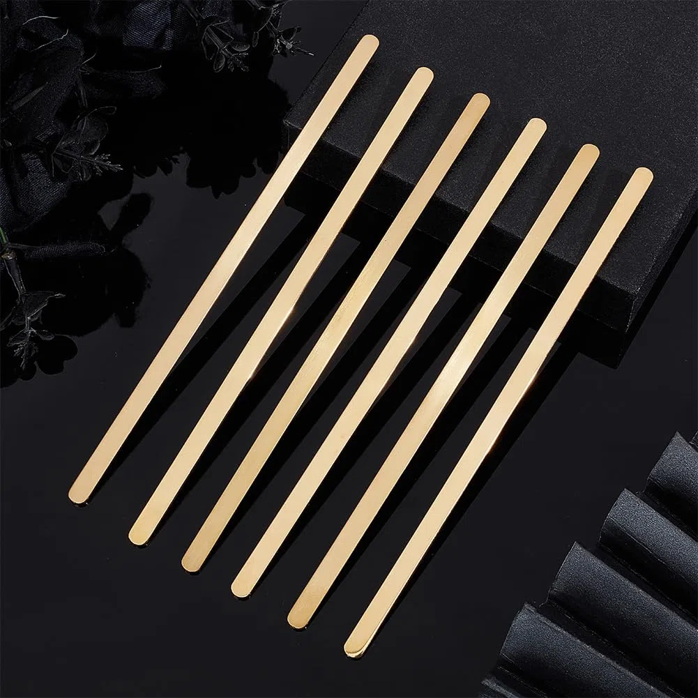 Beebeecraft 6 Pieza de 304 Piezas de Acero Inoxidable para Pulseras de Metal Dorado Ajustables Base Simple Estampado Grabado Tiras Finas En Blanco para Hacer Pulseras Suministros para Manualidades