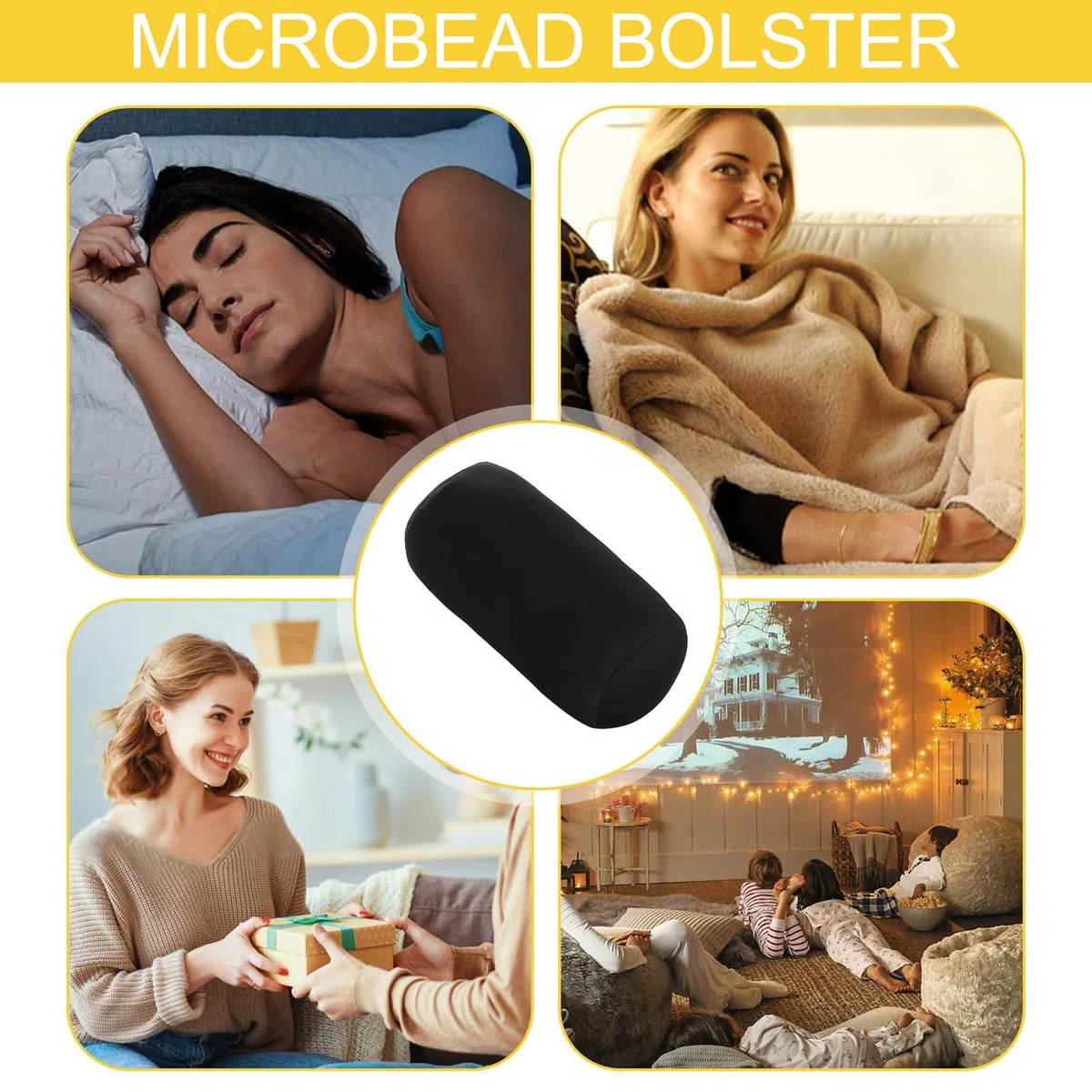 Almohada de microperlas,Almohada en rollo de espuma para el cuello - cervical con soporte cervical para mayor comodidad,Cojín trasero de soporte de microperlas para dormitorios y salas de est