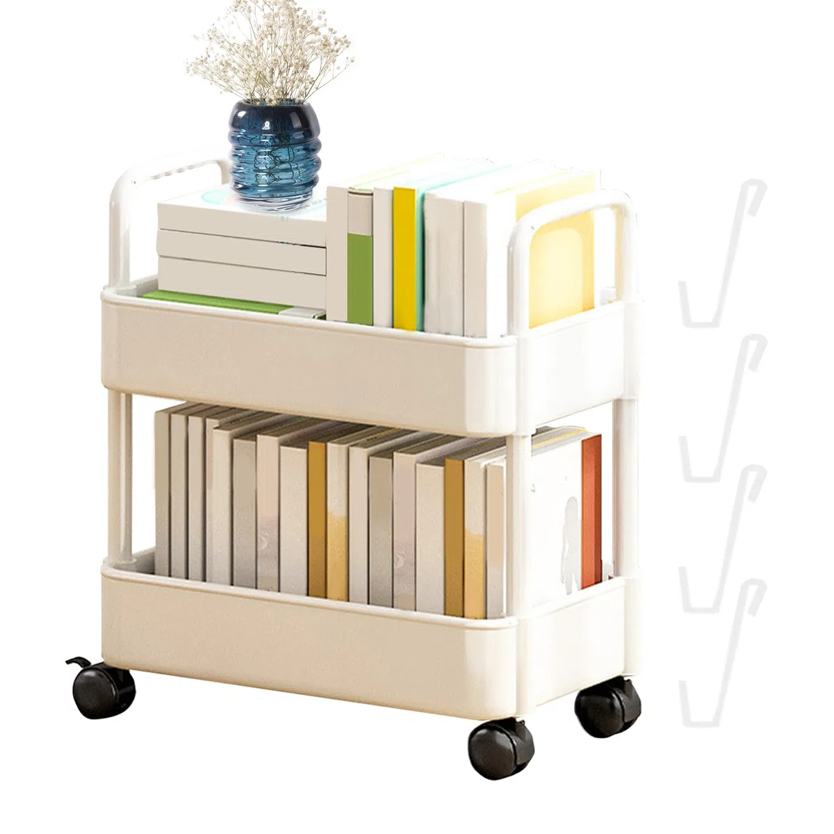 Carrito de estantería móvil - Estantería móvil con Ruedas | Estantería Multifuncional de Almacenamiento móvil para Dormitorio, Sala de e, hogar, Escuela