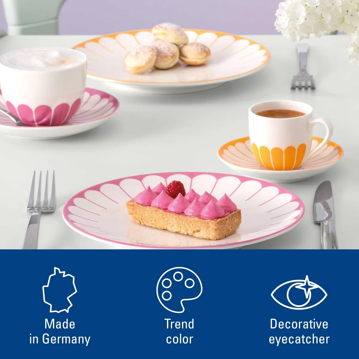 Villeroy & Boch - Fleur cassis plato rosa de desayuno, apto para lavavajillas y microondas, plato pequeño para postres desayunos, meriendas o tartas, porcelana Premium