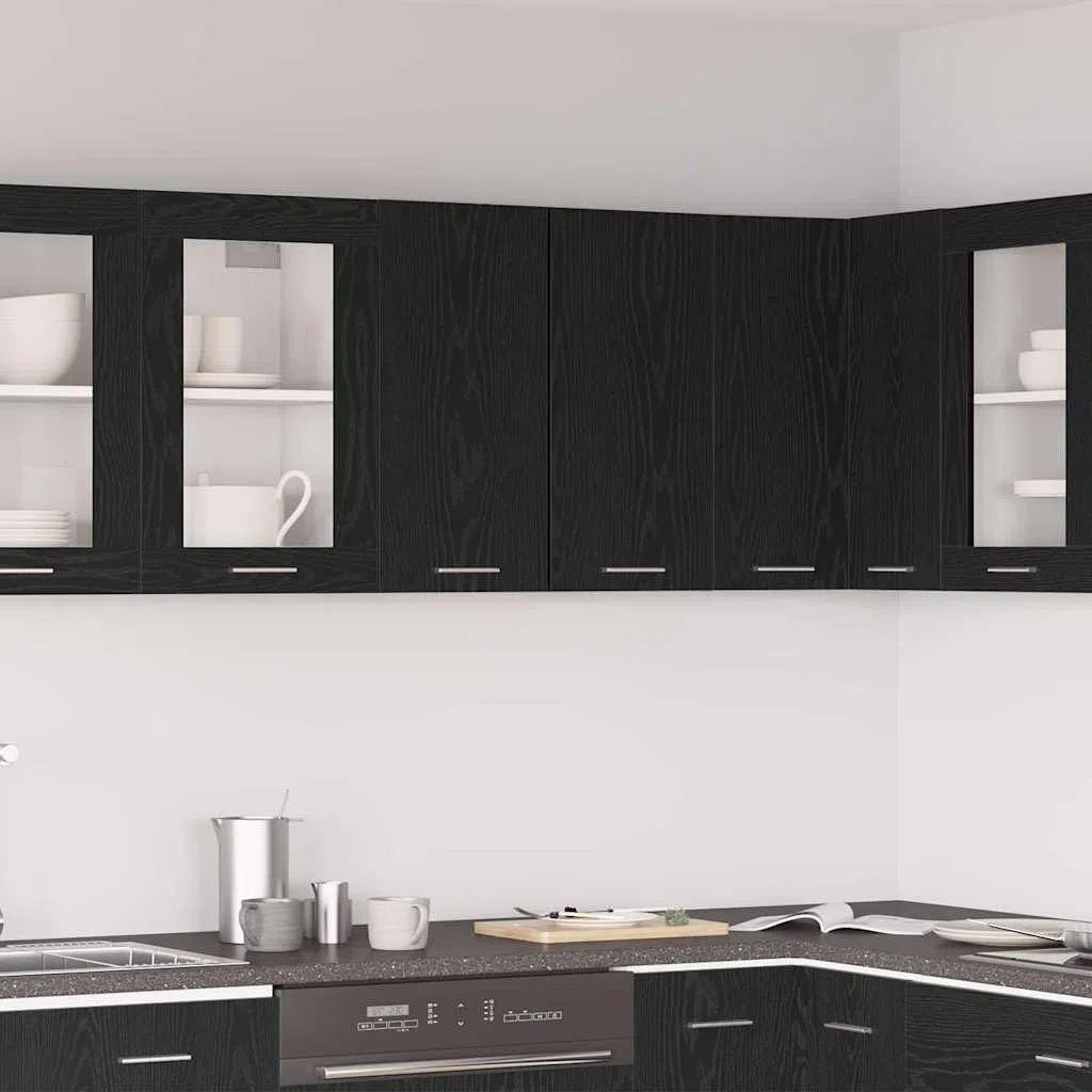 vidaXL Mueble Colgante con Estante Lyon Roble Negro 60 x 31 x 60 cm, Amplio Espacio, Muebles de Cocina Modernos, Utilidad Duradera, diseño Rectangular, soluciones Inteligentes para organización