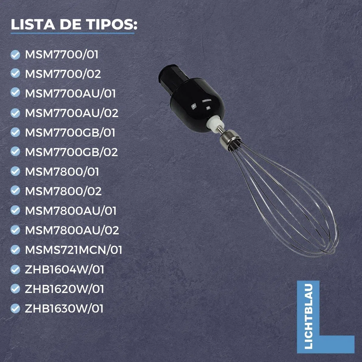 Lichtblau batidor de varillas 2862 con arrastre para accionamiento 657378 licuadora de mano Bosch 12019198 I Recambio batidora varillas apto para p.ej MS6B MS6C MSM6S I Accesorio robot de cocina Bosch